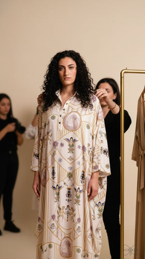 vestido longo estampado