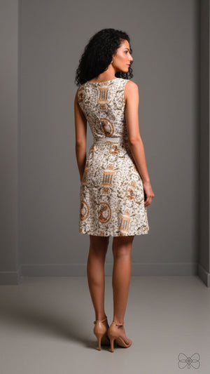 vestido belarte creme estampado