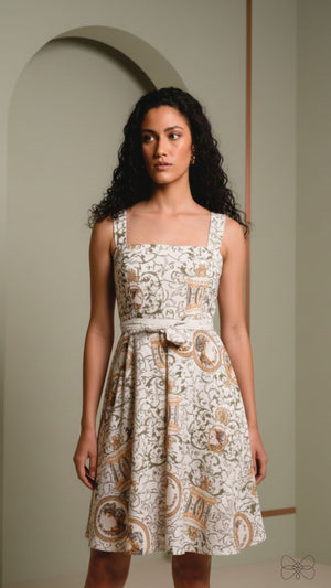 vestido belarte creme estampado