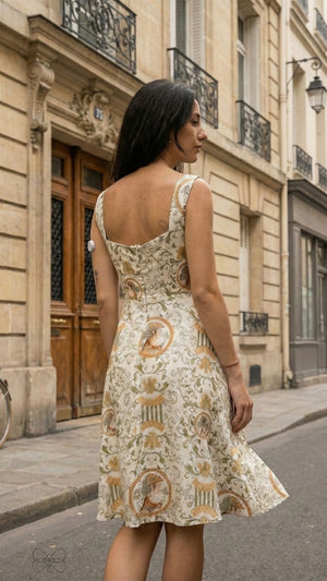 vestido cinza estampado