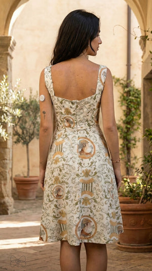 vestido cinza estampado