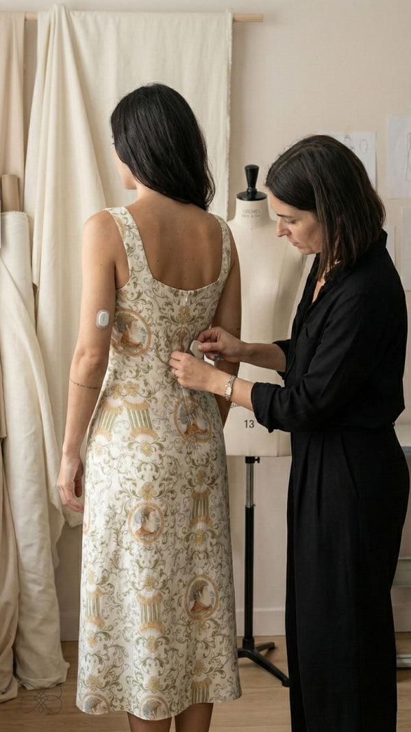 vestido cinza estampado