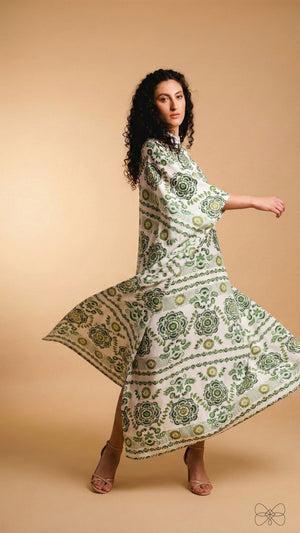 vestido cumprido verde