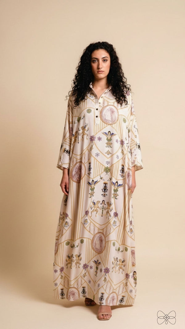 vestido longo estampado