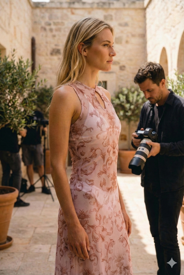 vestido azul transparente